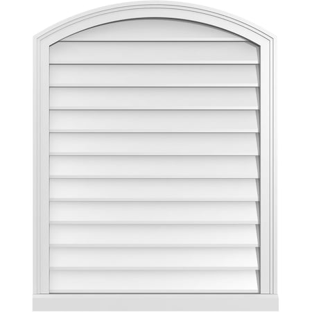 Ekena Millwork Arch Top Surface Mount PVC Gable Vent: Functional, w/ 2"W x 2"P Brickmould Sill Frame, 30"W x 38"H GVPAR30X3803SF